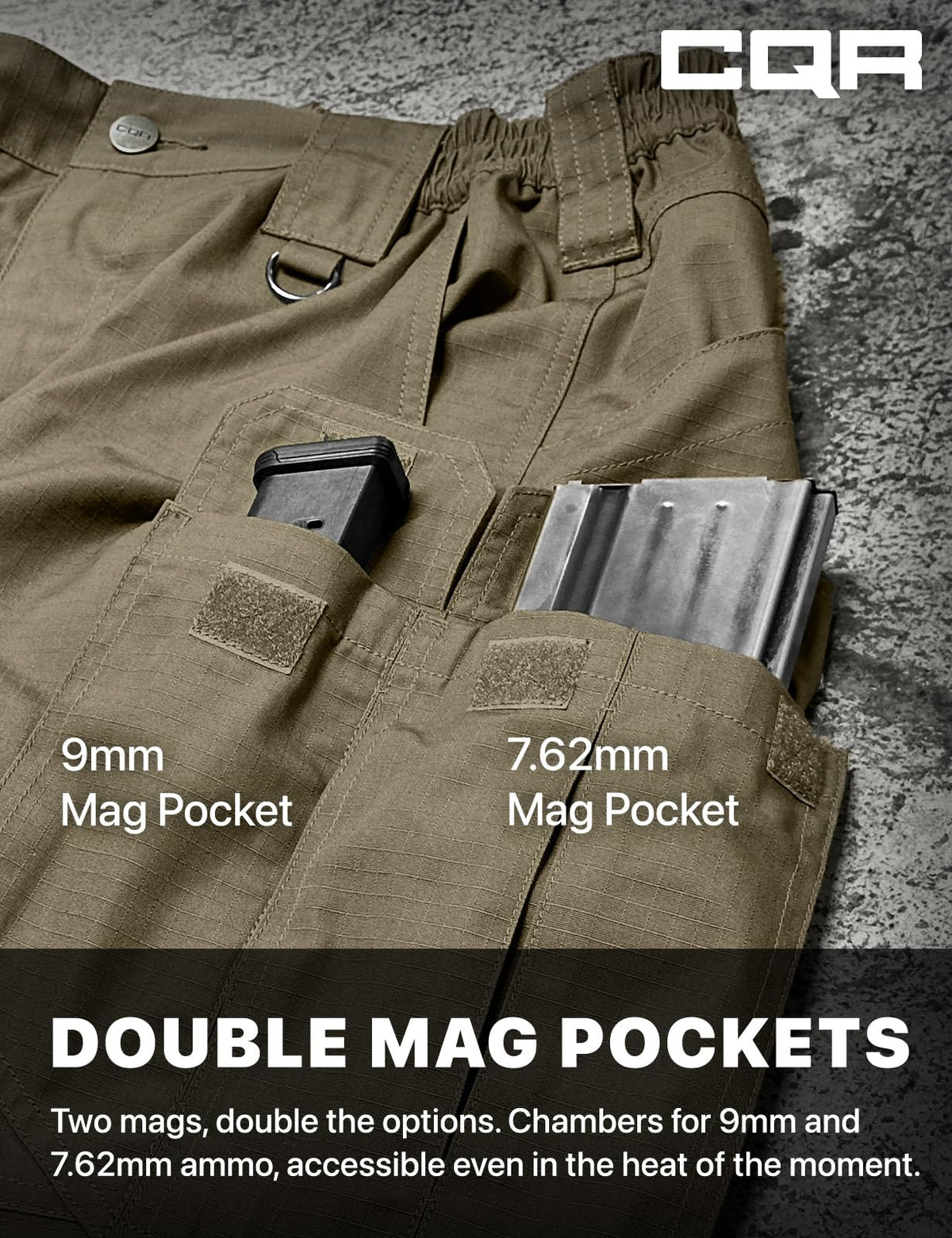 CQR Men's Tactical Pants, Water Resistant Ripstop Cargo Pants, Lightweight EDC Work Hiking Pants, Outdoor Apparel, Raider Mag Pocket Soil Green, 32W x 30L