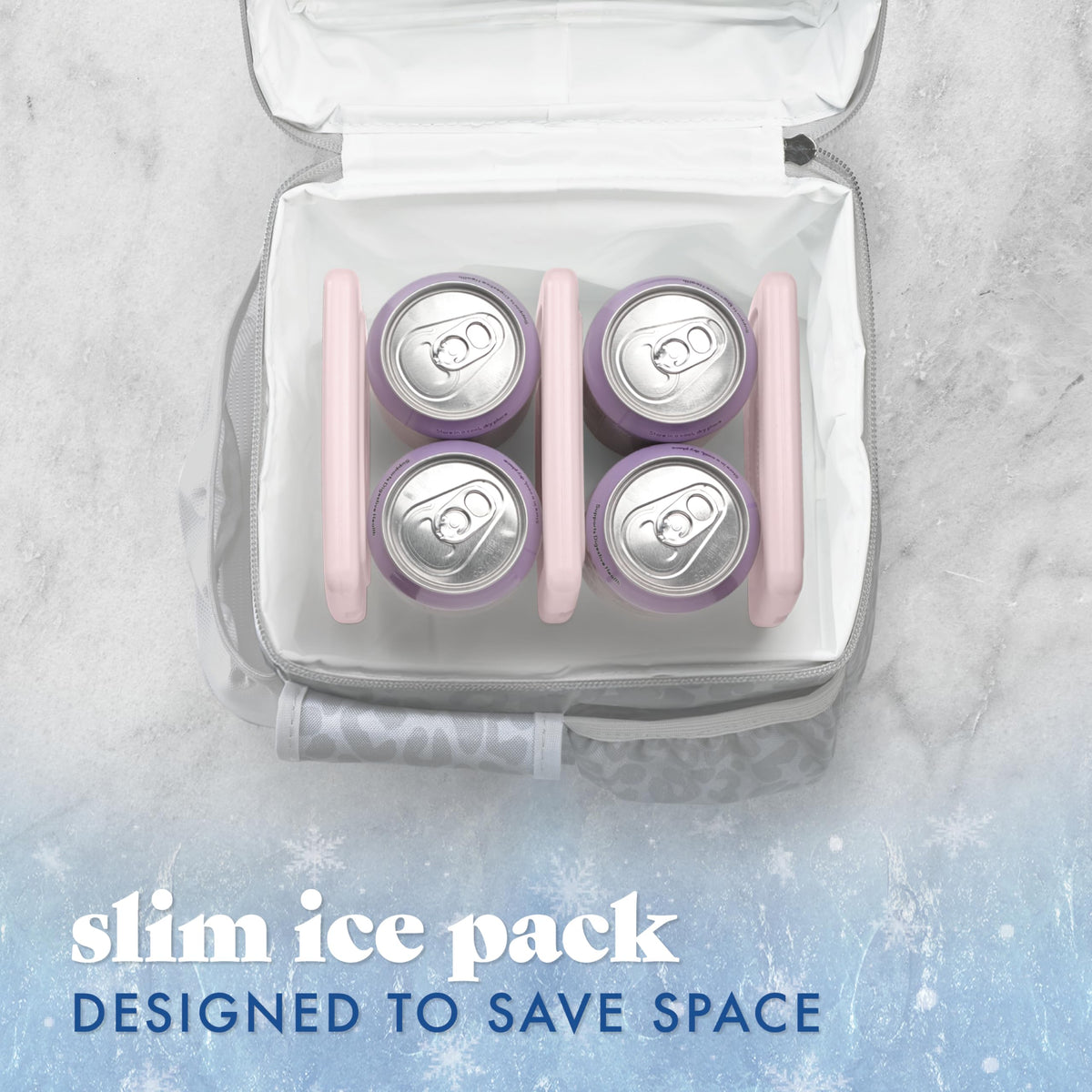 Cool Coolers by Fit & Fresh Slim Ice Packs, Quick Freeze Reusable Ice Packs for Lunch Boxes & Coolers, Long-Lasting, Space Saving Lunch Ice Packs, Light Pink, 4Pk
