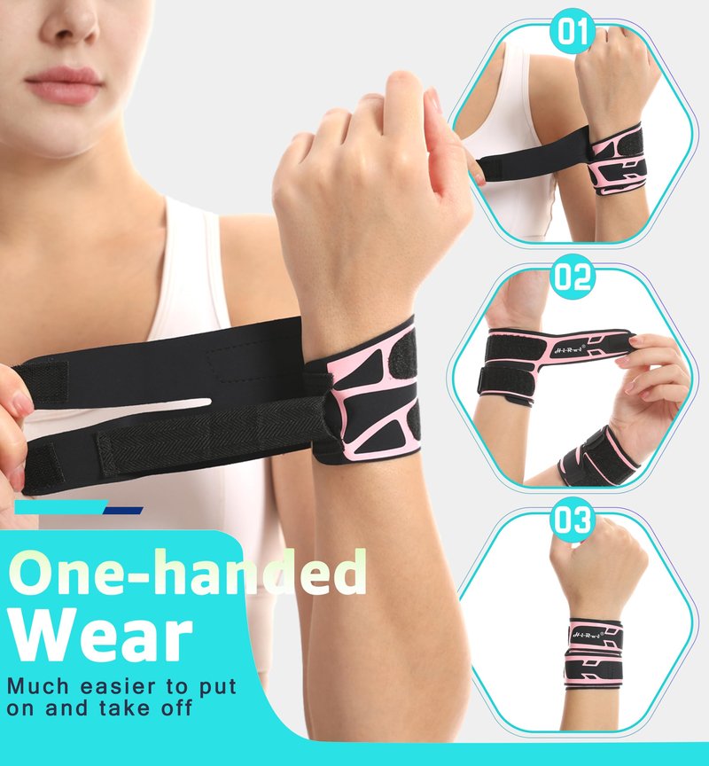 HiRui Wrist Brace Wrist Wrap for TFCC Tears, Ultra-thin Compression Wrist Strap Wrist Support for Workout Basketball Tennis Weightlifting Tendonitis Carpal Tunnel Syndrome-Adjustable (Pink, 1 Pack)