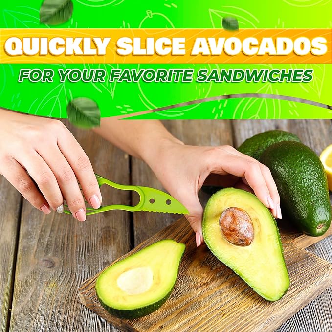 Avocado Slicer Tool 3 in 1, Peeler & Pit Remover, Durable Plastic