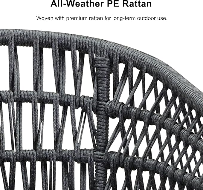 PURPLE LEAF 7 Pieces Outdoor Dining Set All-Weather PE Rattan Outdoor Patio Furniture Set with All Aluminum Frame Rectangular Table and Chairs Set for Lawn Garden Backyard Deck, Grey
