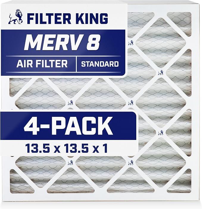Filter King 13.5x13.5x1 Air Filter | 4-PACK | MERV 8 HVAC Pleated A/C Furnace