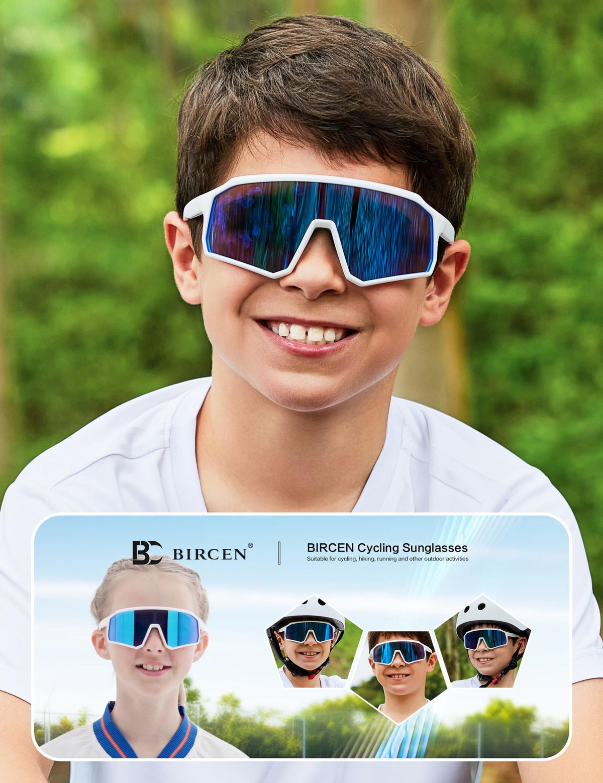 BIRCEN Kids Baseball Sunglasses for Youth - Boys Girls Polarized Sports Sun Glasses UV Protection for Cycling Age 5-12