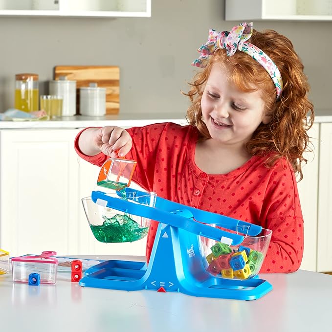 hand2mind Let's Learn to Measure Activity Set, Kids Measuring Cups, Bucket Balance, MathLink Cubes and Activity Cards Set, Teacher Supplies, Classroom Supplies, Preschool Learning, Toddler Learning
