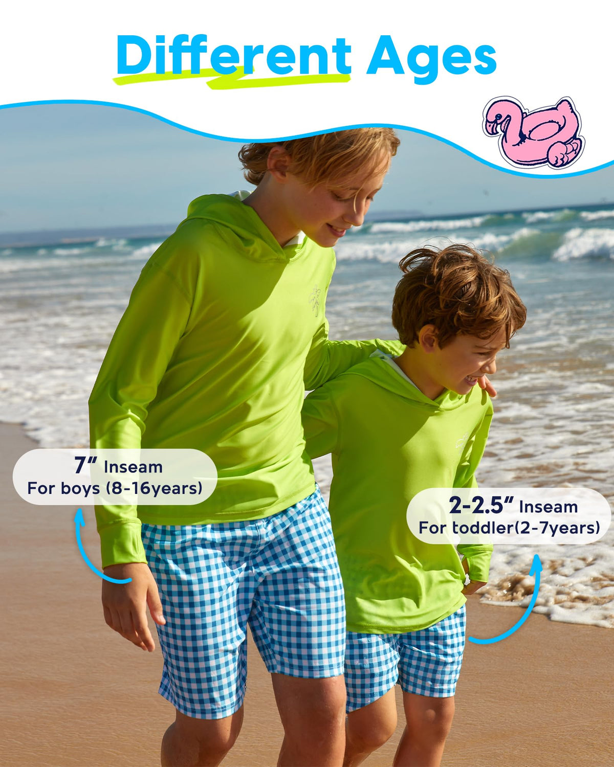 maamgic Boys Swim Trunks with Compression Liner 4-Way Stretch Quick Dry Bathing Suit Toddler Beach Shorts Green Coconut 8 Years