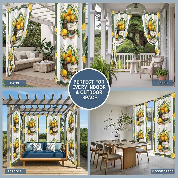 Lemon Outdoor Curtains for Patio Lemons Baskets Summer Tropical Plant