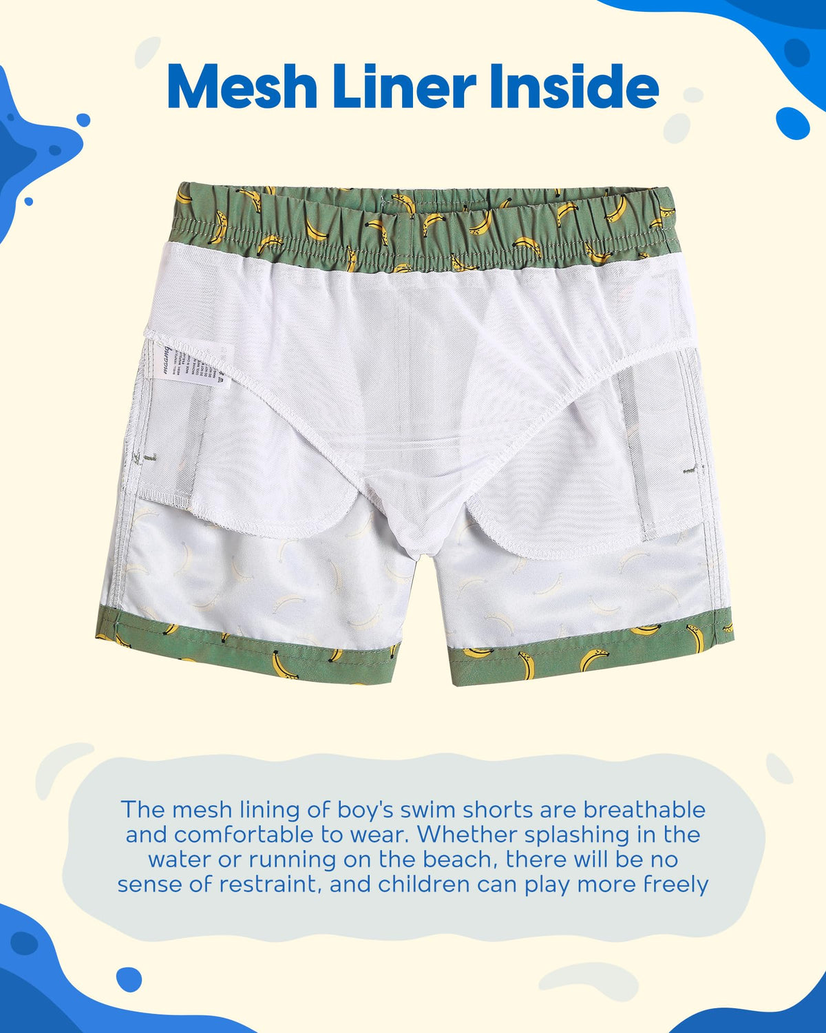 maamgic Boys Swim Trunks Toddler Swim Shorts Little Boys Bathing Suit Swimsuit Toddler Boy Swimwear,Banana-Matcha Green,14 T