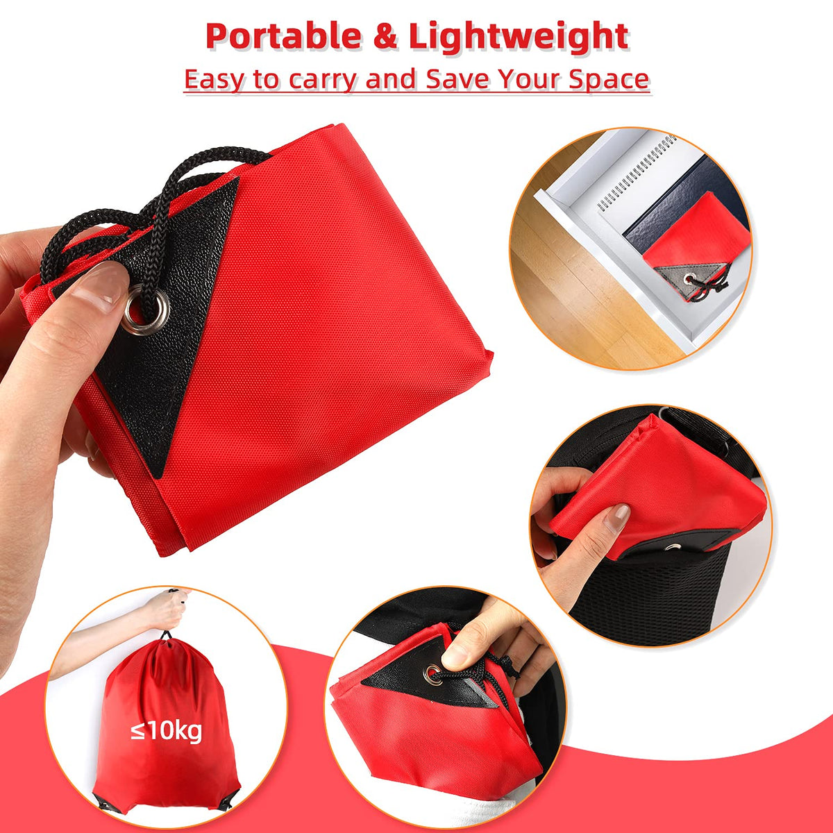 GoodtoU Drawstring Backpack, Nylon Cinch Sack Gym Bag for Sport, Traveling, Team (Red, 128Pcs)