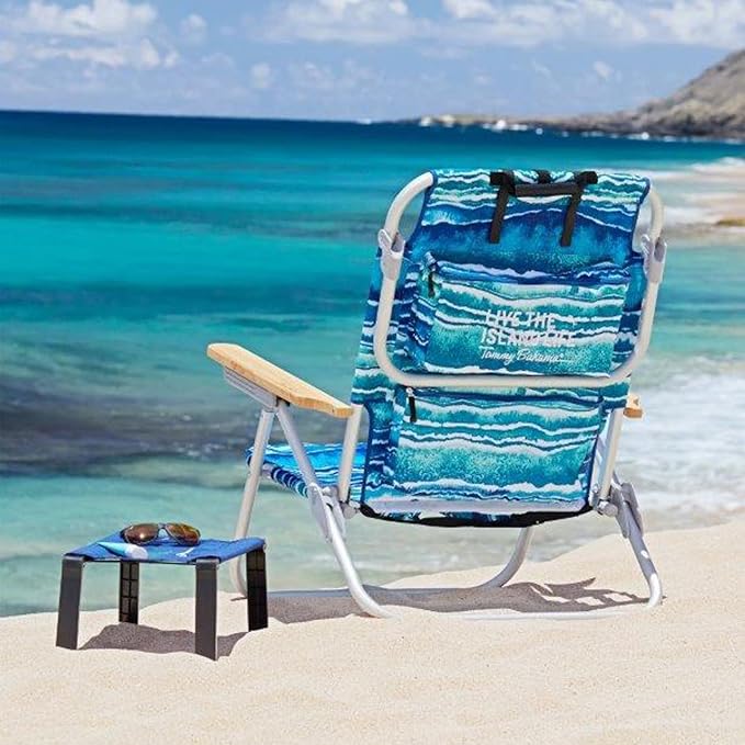 Tommy Bahama Ultra Compact Fabric Beach Folding Table, Camping Table, Foot Rest, Outdoor Picnic Table