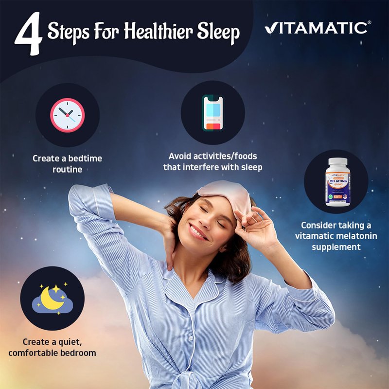 Vitamatic Melatonin 60 mg Fast Dissolve Tablets - 60 Vegan Natural Berry Flavor Tablets - Non-Habit Forming - Non-GMO, Gluten Free (1 Bottle)