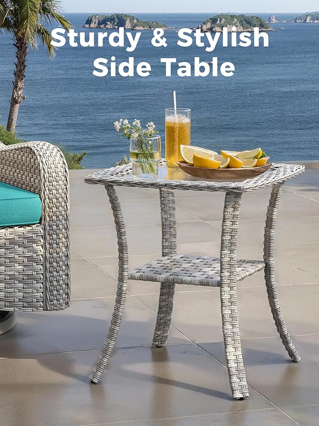 9 Piece Outdoor Wicker Rattan Sectional Sofa Set with Swivel Chairs, 7-Seats Conversation Set with 4" Thickened Cushions & Coffee Table, All-Weather PE Rattan for Garden, Backyard, Porch, Navy