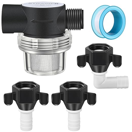 Dreyoo RV Water Pump Strainer Filter, 1/2 Twist On Pipe Strainer, 1/2 x 14 NPT