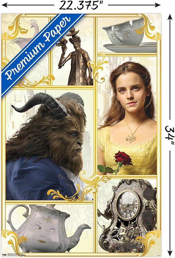 Trends International Disney Beauty And The Beast - Group Wall Poster, 22.375" x 34", Premium Poster & Clip Bundle