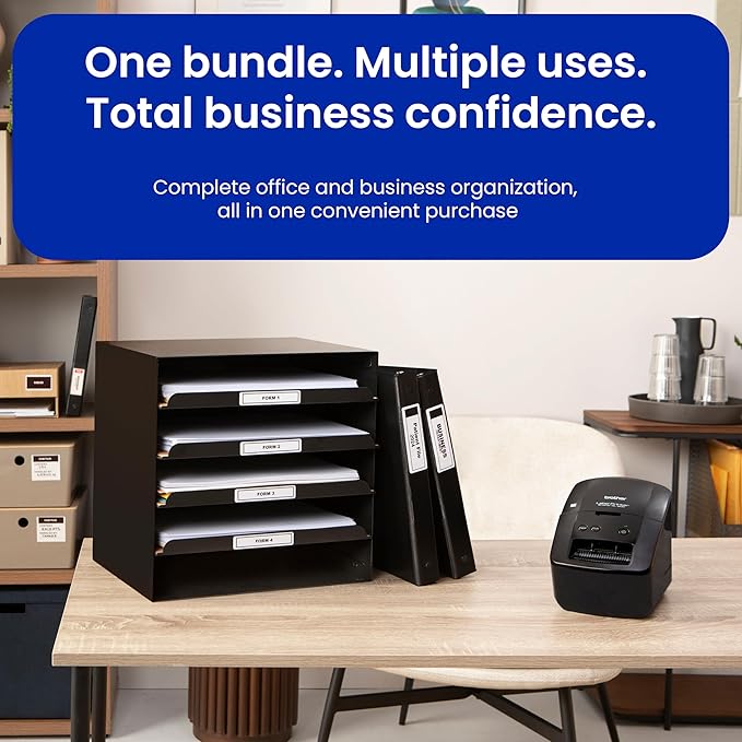 Brother QL-600 Desktop Monochrome Label Printer, up to 2.4" Label Width, No Ink Required, uses Brother Genuine DK Drop-in Rolls for Fast Labeling and Easy Integration with Microsoft Applications
