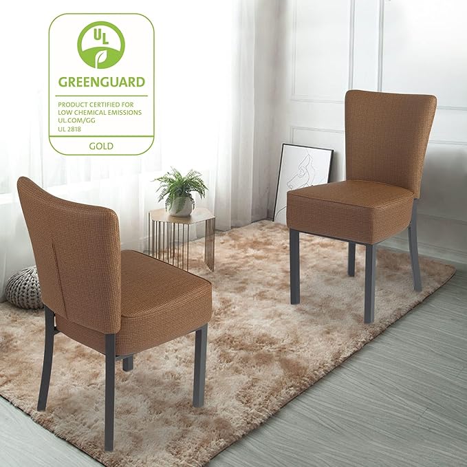 LUCKYERMORE Leather Dining Chairs Set of 2 Modern Kitchen Room Chairs with Upholstered Fully Assembled Heavy Duty Sturdy Mid Century, Vinyl Leather Coffee