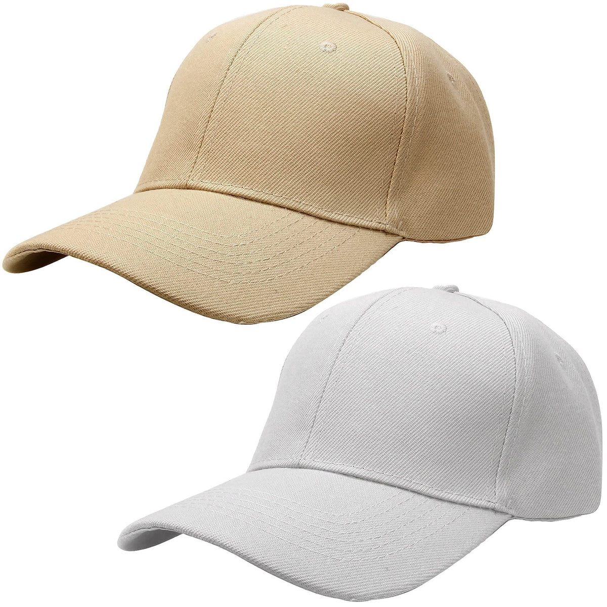 Falari Baseball Cap Adjustable Size for Running Workouts and Outdoor Activities All Seasons (2pk Khaki & Light Grey)