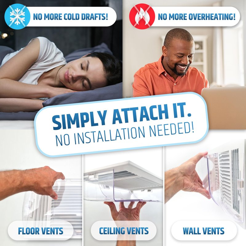Larger (New Version) 7.5" Magnetic Vent Air & Heat Deflector (1 Pack) for Ceiling, Floor & Wall - Will Never Fall Off - Adjustable from 9.2” - 16” - Super Strong Neodymium Magnets Upgraded Design