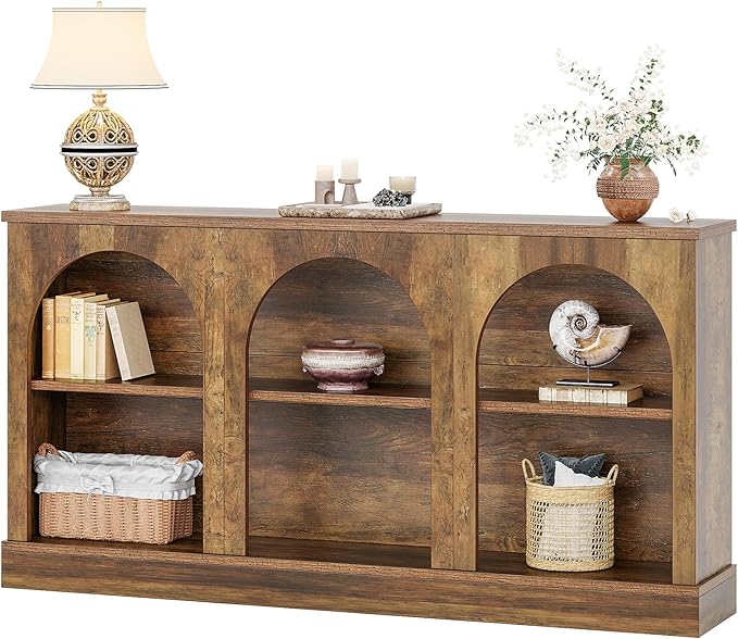 Tribesigns TV Consoles for Living Room, Television Stand for 55/60/65 Inch TV, Farmhouse Media Entertainment Center Stand with Storage Cabinets, Rustic Brown