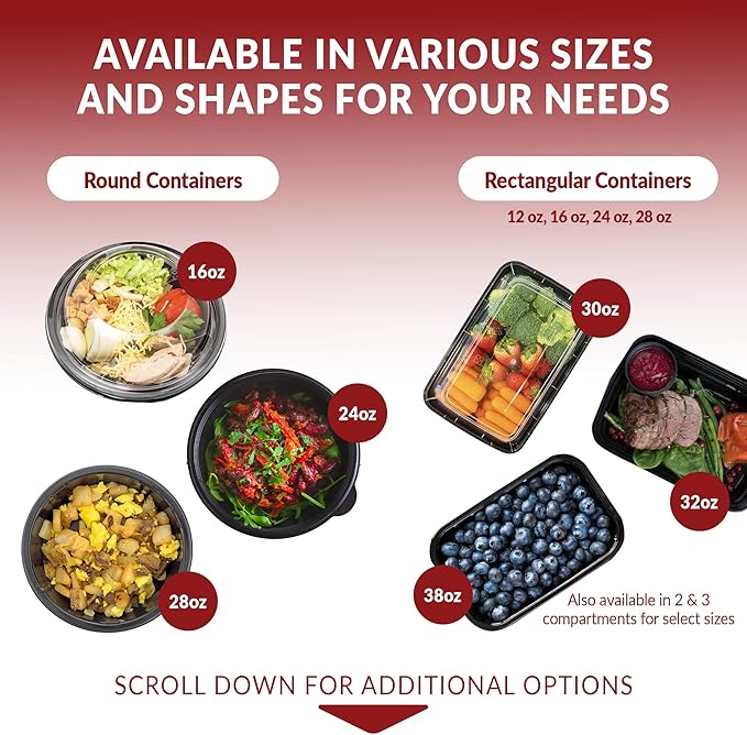 Reli. Meal Prep Containers 16 oz | 50 Pack | Food Container with Lids