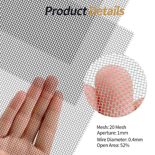 4 Pack 304 Wire Mesh Screen, 11.8"X8.2" Heat-Resisting Metal Mesh, 20 Mesh