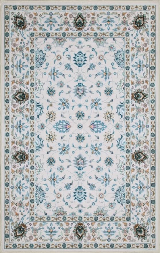 WILLSUN Washable Area Rugs, 2x3 Non-Slip Boho Small Area Rugs for Entryway, Kitchen, Bathroom, Machine Washable Vintage Rug, Indoor Floral Print Carpet for Home Decor, Kid & Pet Friendly Mat