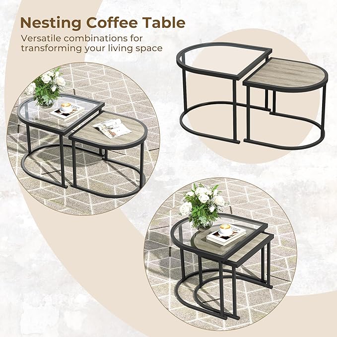Grand patio 5-Piece Outdoor Furniture Set with 3-Seat Couch, Thick Cushions and Nesting Coffee Tables, Wicker Sofa Conversation Set for Backyard, Peacock Blue