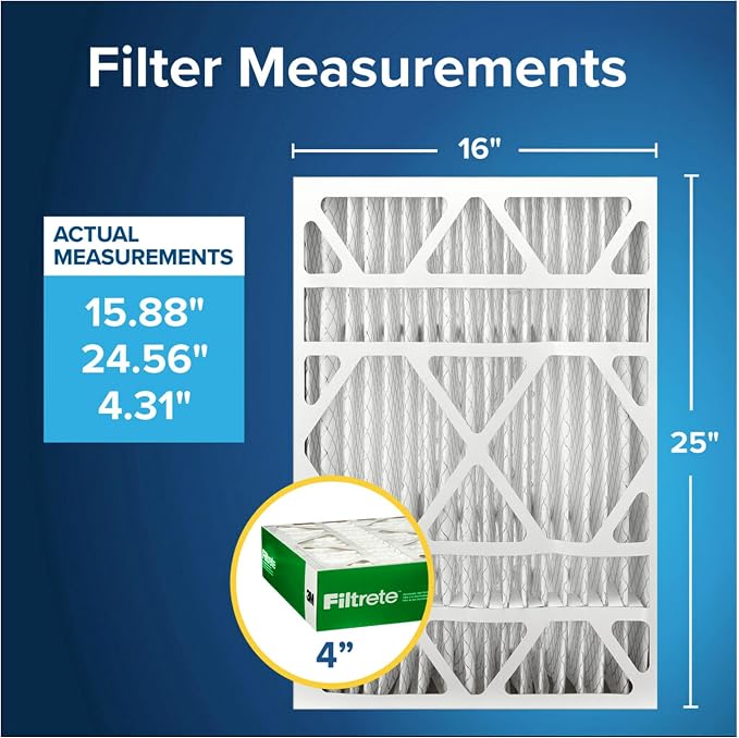Filtrete 16x25x4 AC Furnace Air Filter, MPR 700, MERV 8, Fits Lennox &