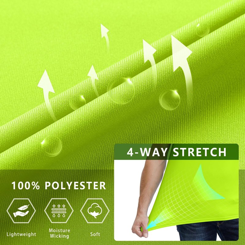 Corna High Vis Safety T-Shirt,Short Sleeve 3xlt Shirts Big and Tall Breathable High Visibility Yellow-3XL