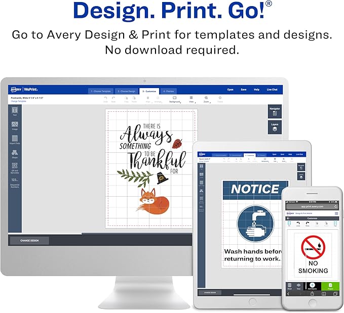 Avery Full-Sheet Printable Shipping Labels, 8.5" x 11" Customizable Stickers, White, 25 Blank Mailing Labels, Great for Mailing, Shipping, Organizing, and More (5265)
