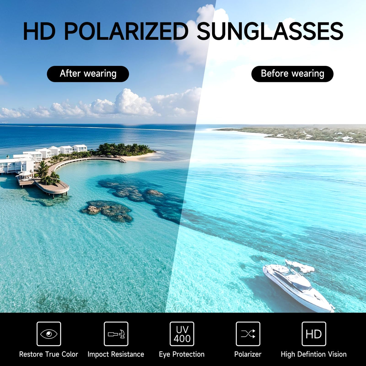 MASDUN Polarized Sunglasses for Men and Women Square Sun glasses UV Protection For Driving Fishing Golf (3 Pack) (Black/Ice Blue/Silvery)