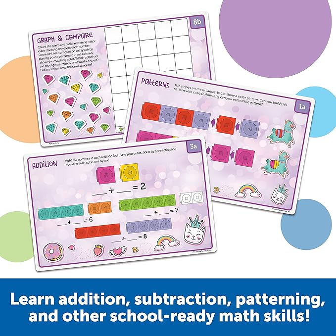 Learning Resources MathLink Cubes Kindergarten Math Activity Set Mathtastics! - Classroom Must Haves, Preschool Activities, Teacher School Supplies, Toddler Montessori Toys, Math Manipulatives