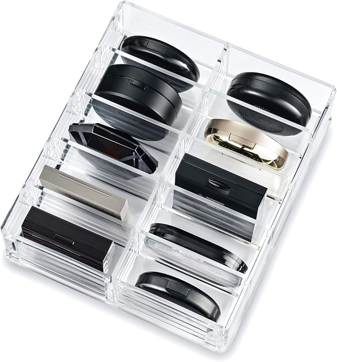 byAlegory Acrylic (Bronzer, Highlighter, Powder, Blush) Compact Organizer Designed For Larger Compacts | 10 Space Cosmetic Storage (CLEAR)