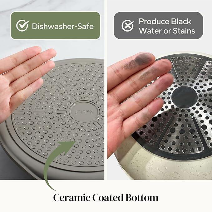 Redchef Nonstick Crepe Pan 12 Inch, Ceramic Comal Tortilla Pan, Non Stick Flat Skillet, Professional Pancake Griddle Pan for Roti Dosa, Induction Compatible, Stay-Cool Handle, PFAS/PTFE Free (Gray)