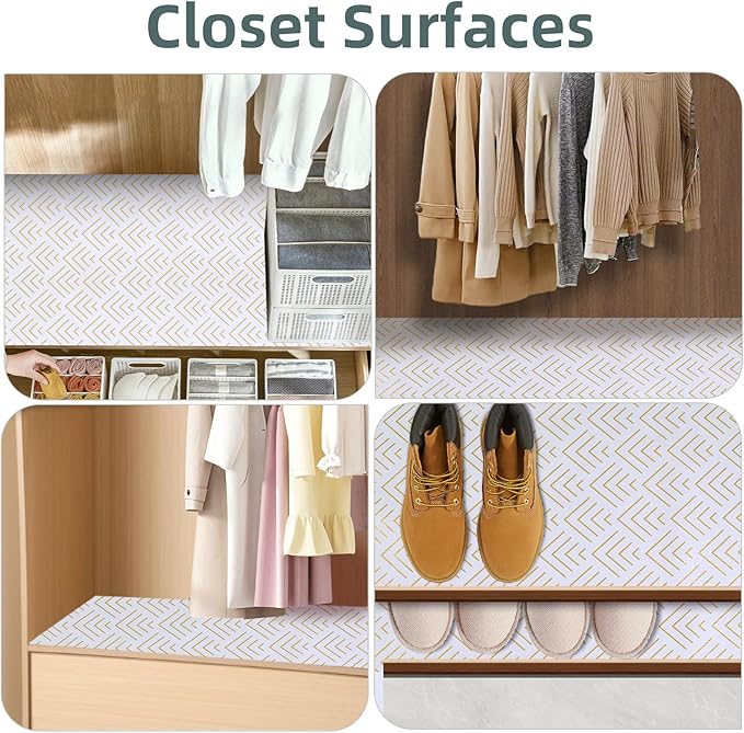 Shelf Liner for Kitchen Cabinets Non Adhesive Drawer Liner Gold Arrow Non-Slip Thickened Shelf Liner Paper Strong Easy to Clean for Tool Box Refrigerator with Knife and Tape Measure 12 inche x 20 feet