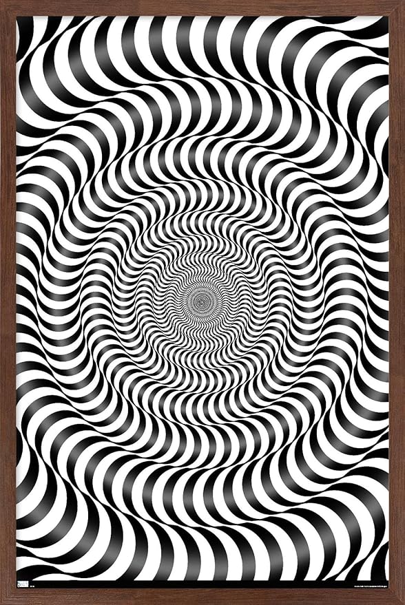 Trends International Zebra Stripe Optical Illusion Wall Poster, 22.375" x 34", Mahogany Framed Version