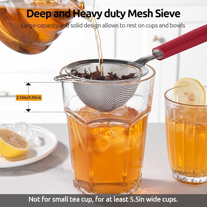 U-Taste Small Fine Mesh Strainer: 18/8 Stainless Steel 3.35in 30 Mesh Kitchen