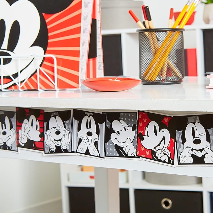 Eureka 846322 Disney Retro Mickey Mouse Selfies Extra Wide Decorative Classroom and Bulletin Board Trim for Teachers, 3.25" Wide, 12 Strips for 37 Total Feet
