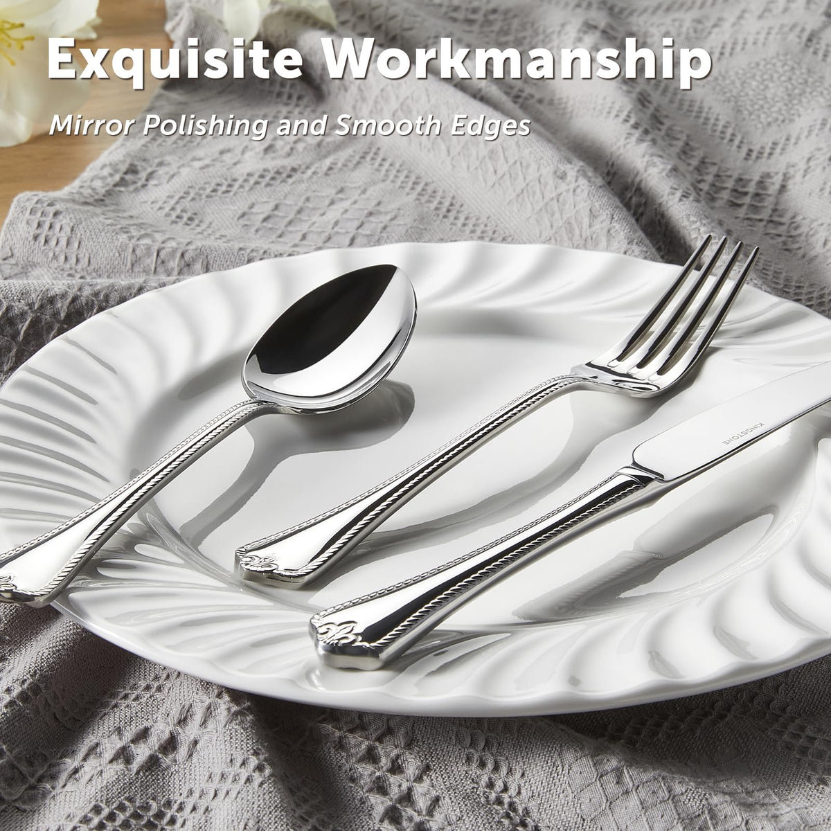 KINGSTONE 30-Piece Silverware Set, 18/10 Stainless Steel Flatware Set for 6