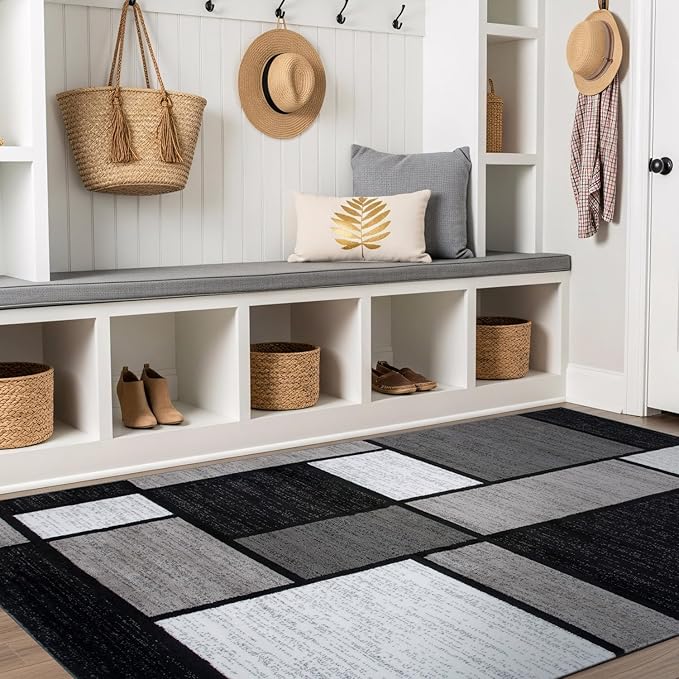 Rugshop Modern Geometric Gray Area Rug, Non-Shedding Carpet for Living Room, Bedroom, or Study, 6'6" x 9'