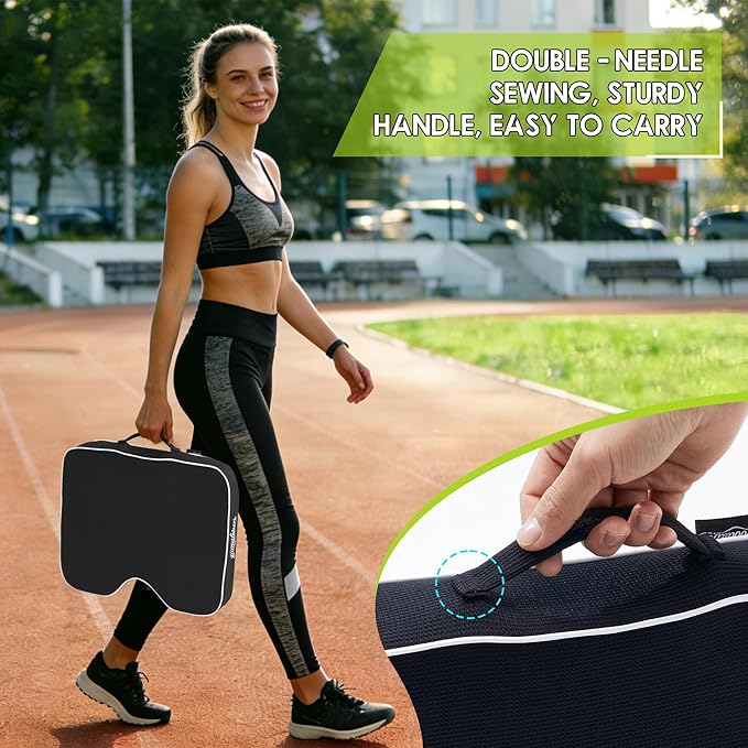 Stadium Cushion with Dual-Layer Foam (30D Support + 40D Memory), High Elasticity & Breathable, Waterproof Thick Bleacher Pad for Long Games, Portable for Outdoor Indoor Seating