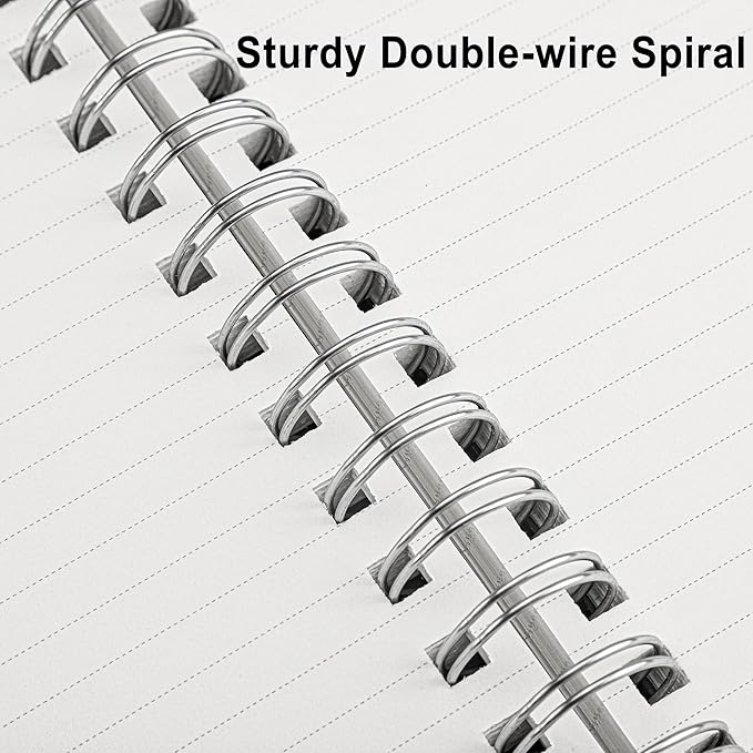 RETTACY Spiral College Ruled Notebook, 300 Pages, A5 Medium Size (5.7" x 8.2"), for School, Work, Writing, Journaling, 100 GSM Thick Paper, Flexible Plastic Cover (Deep Green)