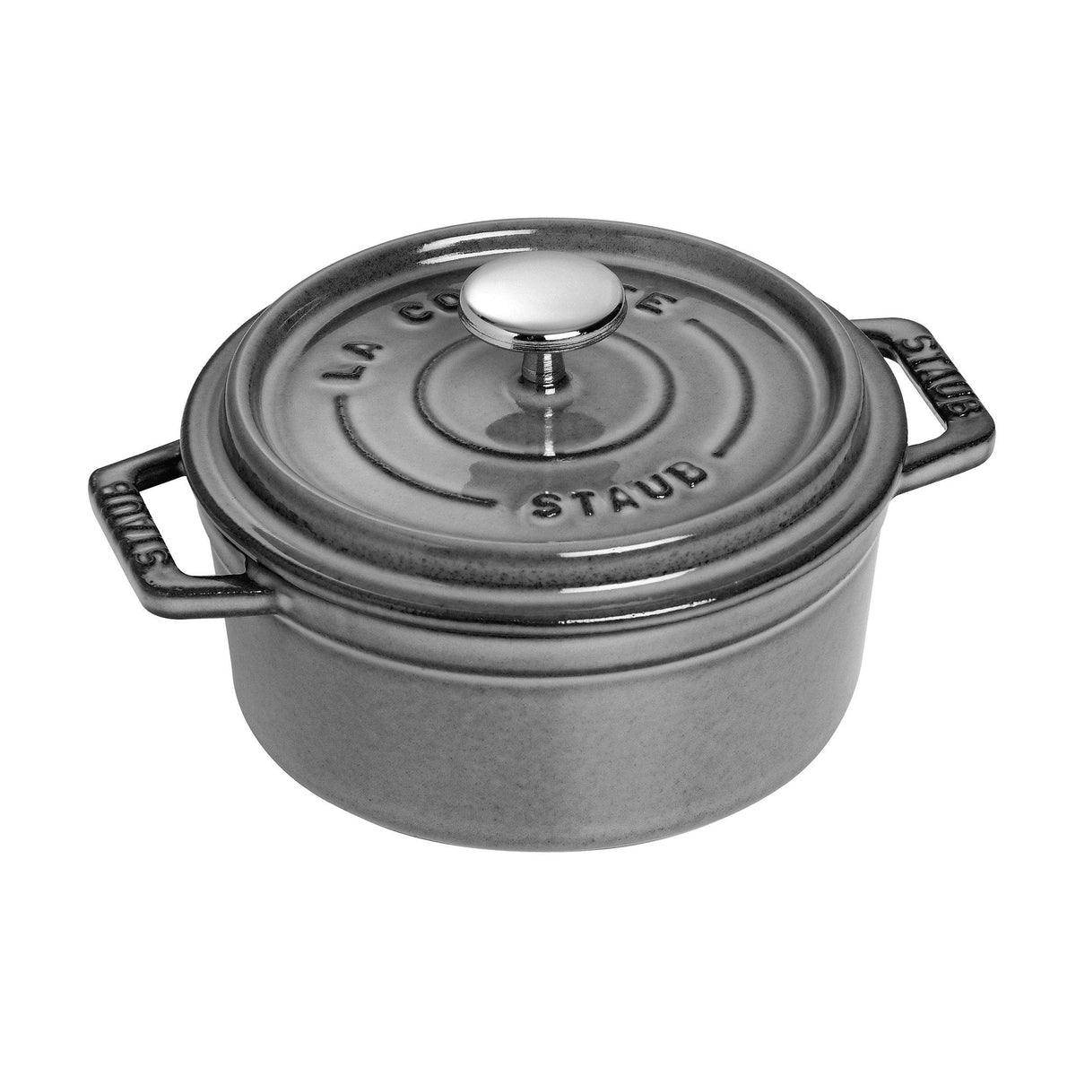 STAUB Cast Iron Dutch Oven 0.5-qt Round Cocotte, Made in France, Serves 1, Matte Black