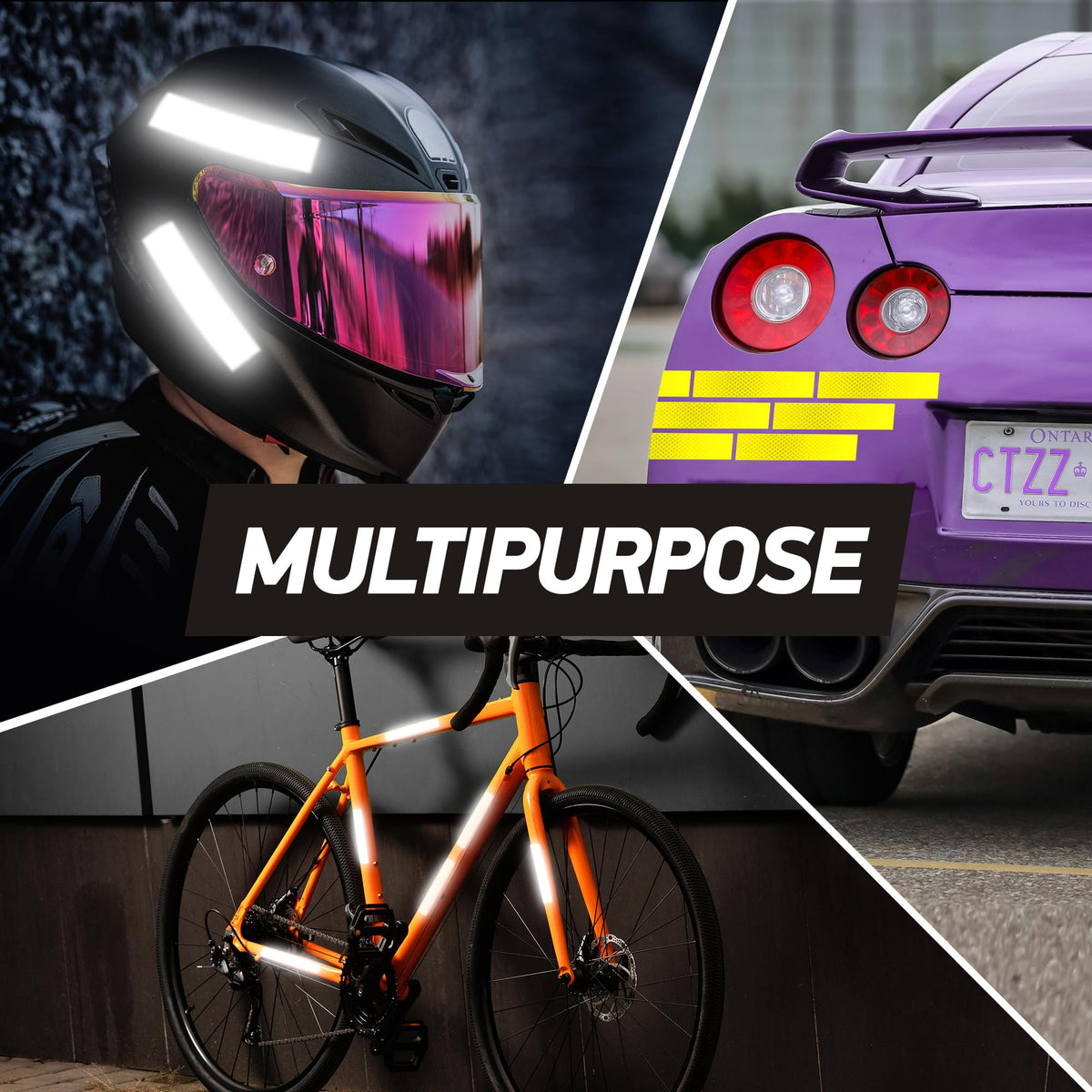 Byllstore Reflective Stickers | 3M Diamond Grade | Mixed Colors | 1.25″ x 6″ | 5-Pack | Reflective Safety Tape for Helmets, Cars, Mailboxes & More