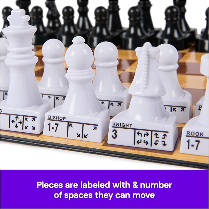 Spin Master Games, Cardinal Classics Chess Teacher, Learn to Play Strategy Board Games for Beginners, Chess Set for Kids, 2 Players, for Ages 8 & Up