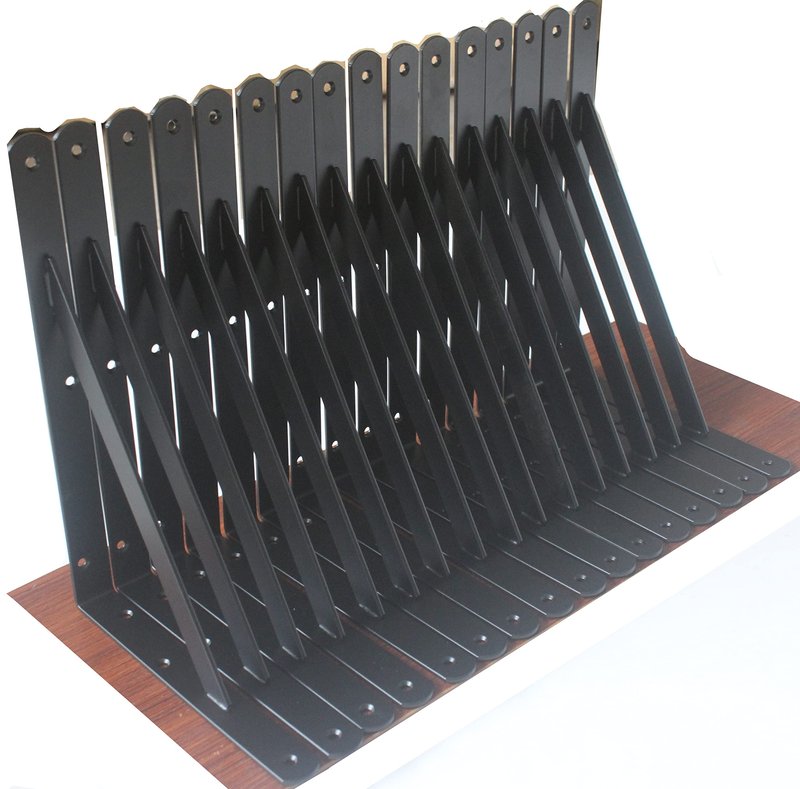 12 Pack L10 x H 8" Black Heavy Duty Shelf Brackets with Screws Metal Shelf Brackets Shelf Support Angle Brackets for Shelves L Brackets Heavy Duty Floating Shelf Brackets