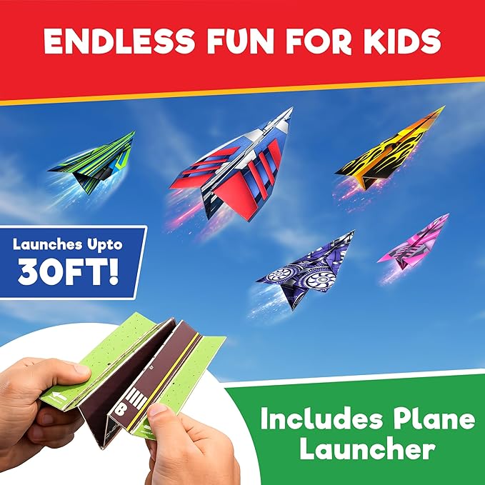 Doctor Jupiter Paper Airplane Book Kit for Kids Ages 6+ | Make & Fly 120+ Paper Airplanes with 1200+ Stickers | Birthday Gift Ideas for 6-7-8-9-10 Year Old Boys & Girls | STEM Airplane Toy, Craft Kit