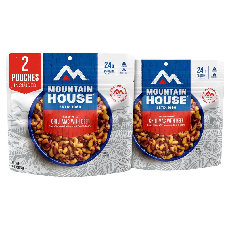 Mountain House Chili Mac with Beef | Freeze-Dried Food for Camping, 4 Servings, 30-Year Shelf-Life, 2-Pack