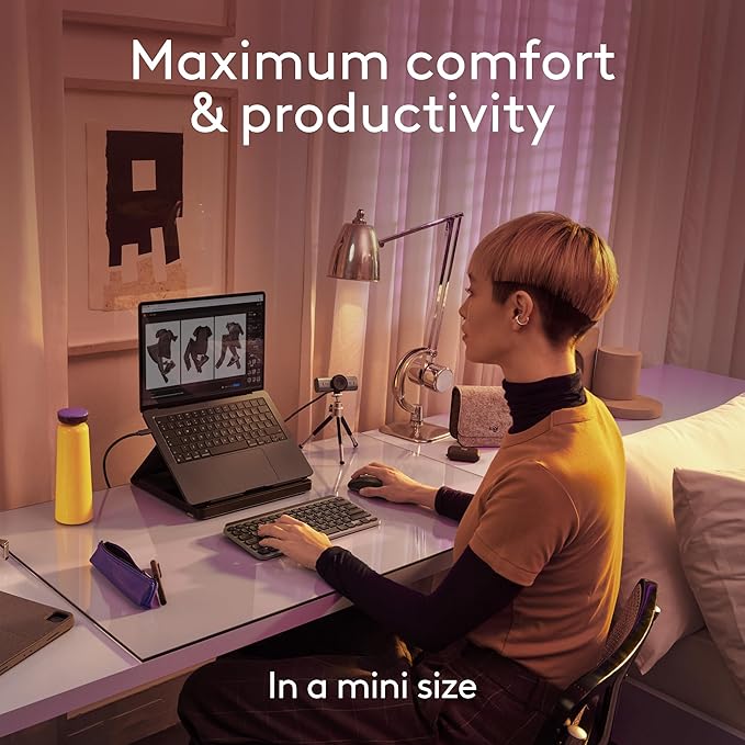 Logitech MX Keys Mini for Mac Minimalist Wireless Keyboard, Compact, Bluetooth, Backlit Keys, USB-C, Tactile Typing, Compatible with MacBook Pro & Air,iMac,iPad - Space Grey
