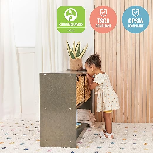 ECR4Kids 2-Shelf Mobile Island Storage Cabinet, Classroom Furniture, Grey Wash