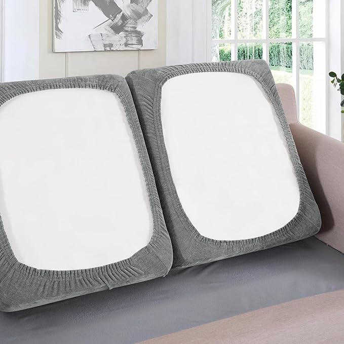 H.VERSAILTEX Stretch Chenille Couch Cushion Cover Soft Sofa Covers Individual Seat Couch Slipcover Sets Furniture Protector Seat Cushion Sofa Cover (3 Piece Sofa Cushion Covers, Grey)